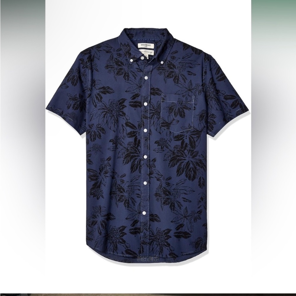 Goodthreads Men's Standard-Fit Short-Sleeve Printed Poplin L Shirt